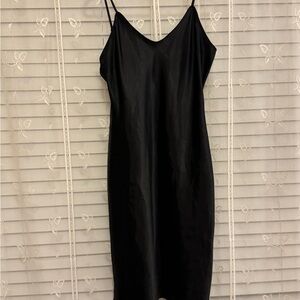 BEBE | GENTLY WORN | BLACK SLIP MINI DRESS | LARGE